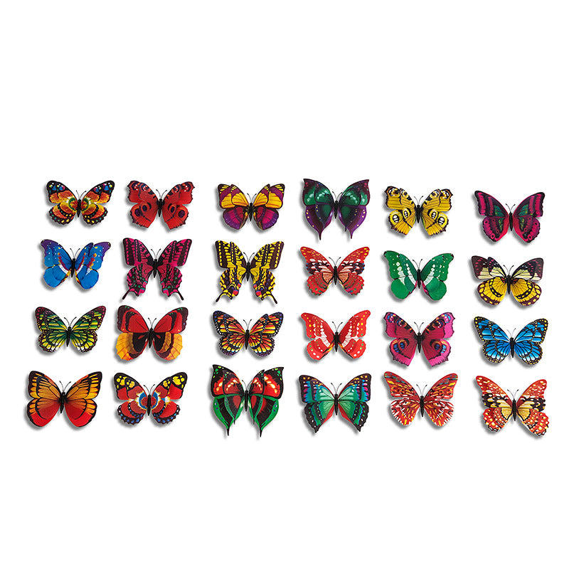 Gypsy 16 + 12 double-layer simulated butterfly decoration, flash wings magnetic butterfly refrigerator sticker craft gift