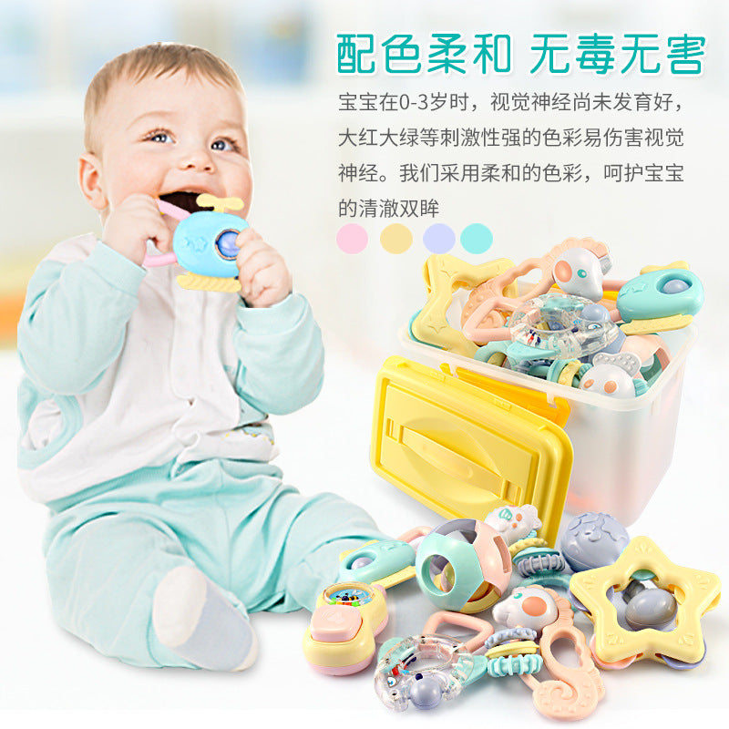 Boilable rattle teether early education toy for infants and newborns (0-12 months) with storage box - soothing toy