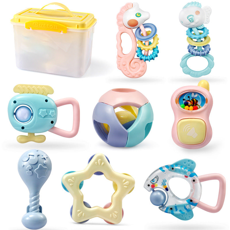Boilable rattle teether early education toy for infants and newborns (0-12 months) with storage box - soothing toy