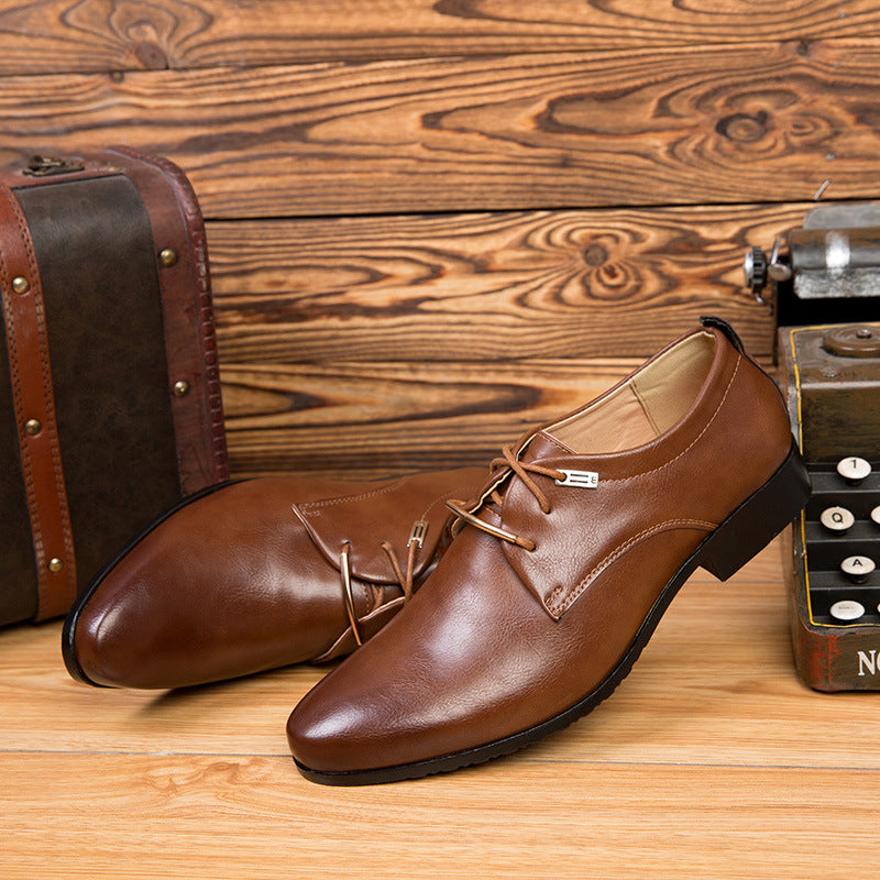 2024 new men's business formal leather dress shoes - british style lace-up casual shoes - trendy footwear - dropshipping available