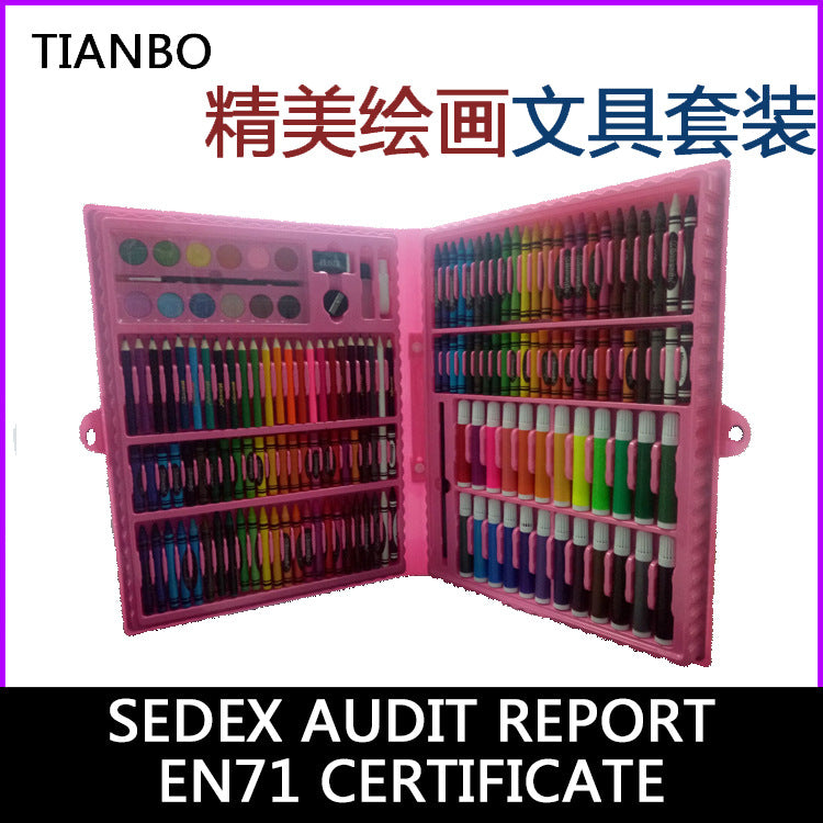 168 pieces crayon oil painting stick gift box, children's portable learning art painting watercolor pen set wholesale