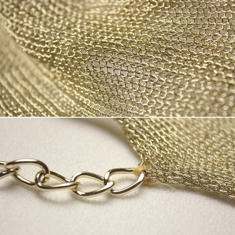 Amazon  hot selling european and american sexy women's gold chain knit dress  beach dress