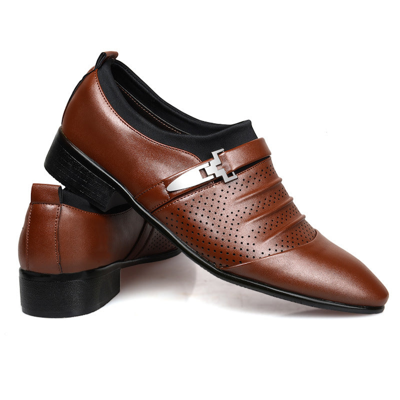 New arrivalcut out leather shoesmen business casual shoes breathable hole men's shoes perforated sandals dropshipping