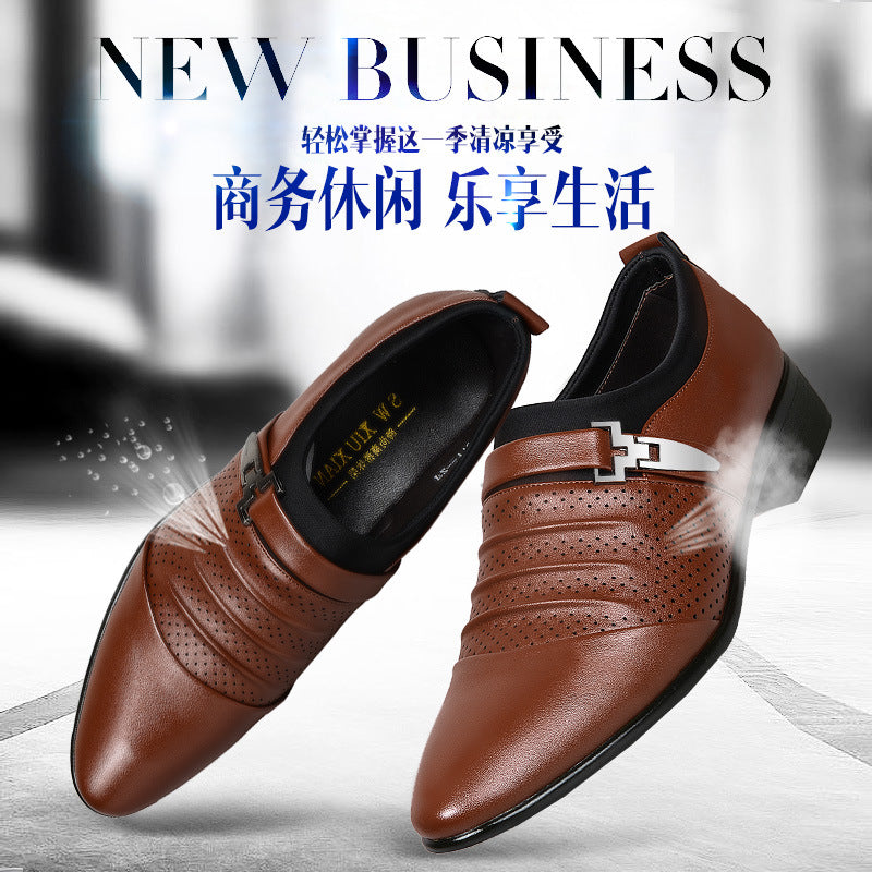 New arrivalcut out leather shoesmen business casual shoes breathable hole men's shoes perforated sandals dropshipping