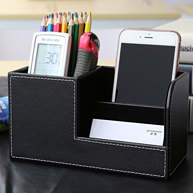 Creative Office Pen Holder ins High Value Leather Storage Holder Stylish and Simple Multifunctional Storage Box Desktop Gifts
