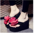 2023 floral women's beach sandals 7cm high heel fashion bow women's 11cm slippers flat comfort