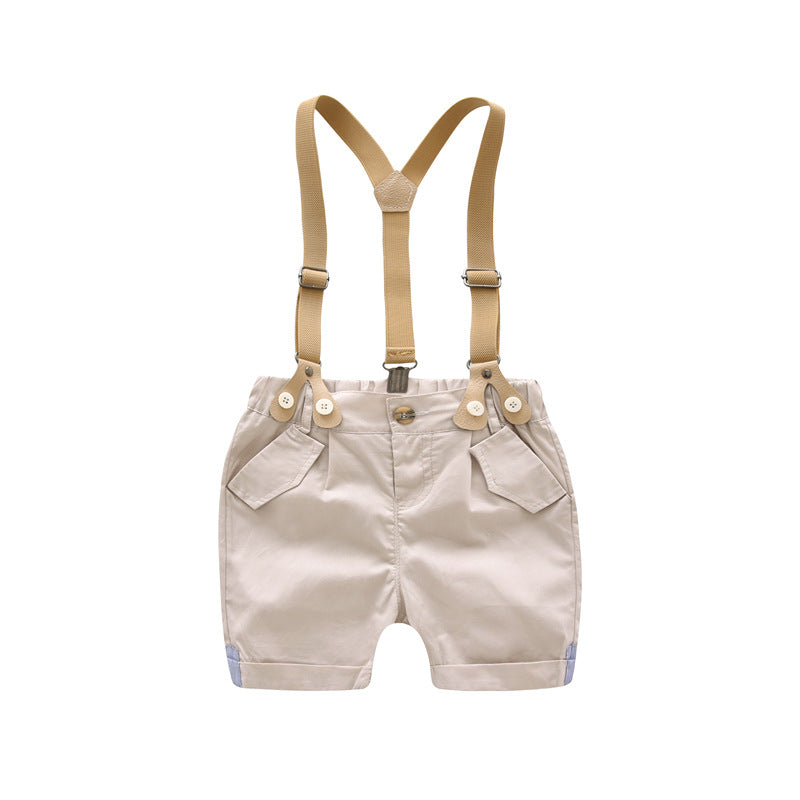 Children's summerpure cottonsuitk-style baby boy gentleman bow tie short-sleeved export good quality kids kids dress