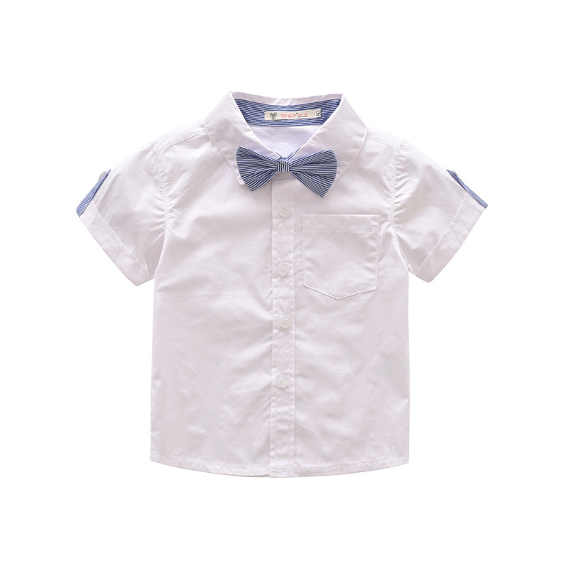 Children's summerpure cottonsuitk-style baby boy gentleman bow tie short-sleeved export good quality kids kids dress