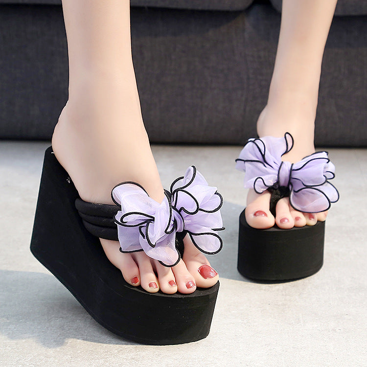 Shining joy new arrival 11cm ultra high heel women's beach sandals with handmade bow – perfect for a beach vacation!