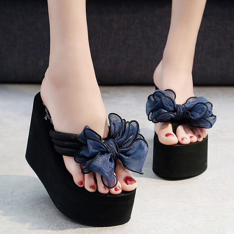 Shining joy new arrival 11cm ultra high heel women's beach sandals with handmade bow – perfect for a beach vacation!