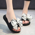 Shining joy new mid-heel thong sandals - non-slip, wear-resistant, thick-soled, bowknot beach thongs - summer comfortable women's sandals