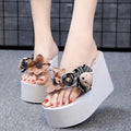 Shanjiao handmade bear flip-flops beach shoes 11cm super high heel women's thick sole non-slip bear flip-flops
