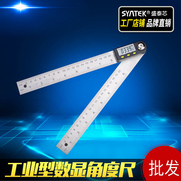 Syntek Electronic Digital Angle Ruler Protractor Stainless Steel Woodworking Ruler Angle Measuring Instrument Multifunctional 360 Degree