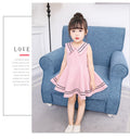 Summer new girls' clothing: stylish navy collar lace-trimmed dress for girls and young children - school uniform style - dropshipping available