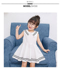 Summer new girls' clothing: stylish navy collar lace-trimmed dress for girls and young children - school uniform style - dropshipping available