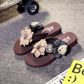 Shanjiao 3cm handmade bear and flower summer fashion women's outwear beach vacation flip flops beach