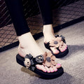 Shanjiao 3cm handmade bear and flower summer fashion women's outwear beach vacation flip flops beach