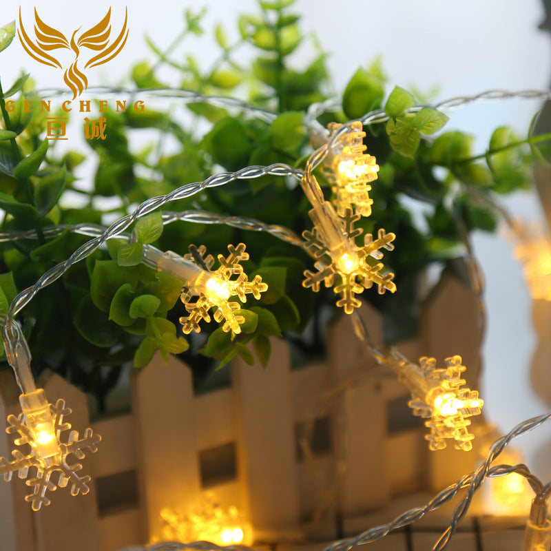 Factory direct supply Christmas snowflake light string, battery led color flash light string, decorative light string, holiday wedding landscape