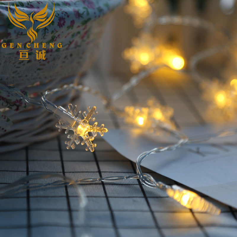 Factory direct supply Christmas snowflake light string, battery led color flash light string, decorative light string, holiday wedding landscape