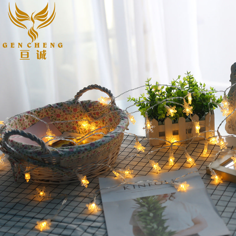 Factory direct supply Christmas snowflake light string, battery led color flash light string, decorative light string, holiday wedding landscape