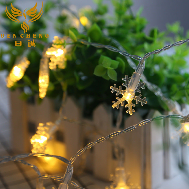 Factory direct supply Christmas snowflake light string, battery led color flash light string, decorative light string, holiday wedding landscape