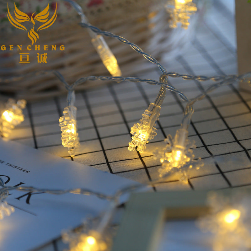 Factory direct supply Christmas snowflake light string, battery led color flash light string, decorative light string, holiday wedding landscape