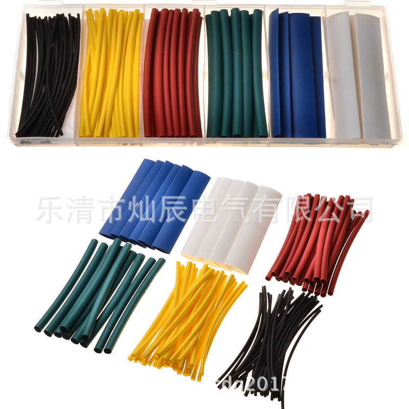 Cross-border manufacturers 100pcs heat shrinkable sleeve box, color, heat shrinkable tube, halogen-free flame retardant PE sleeve