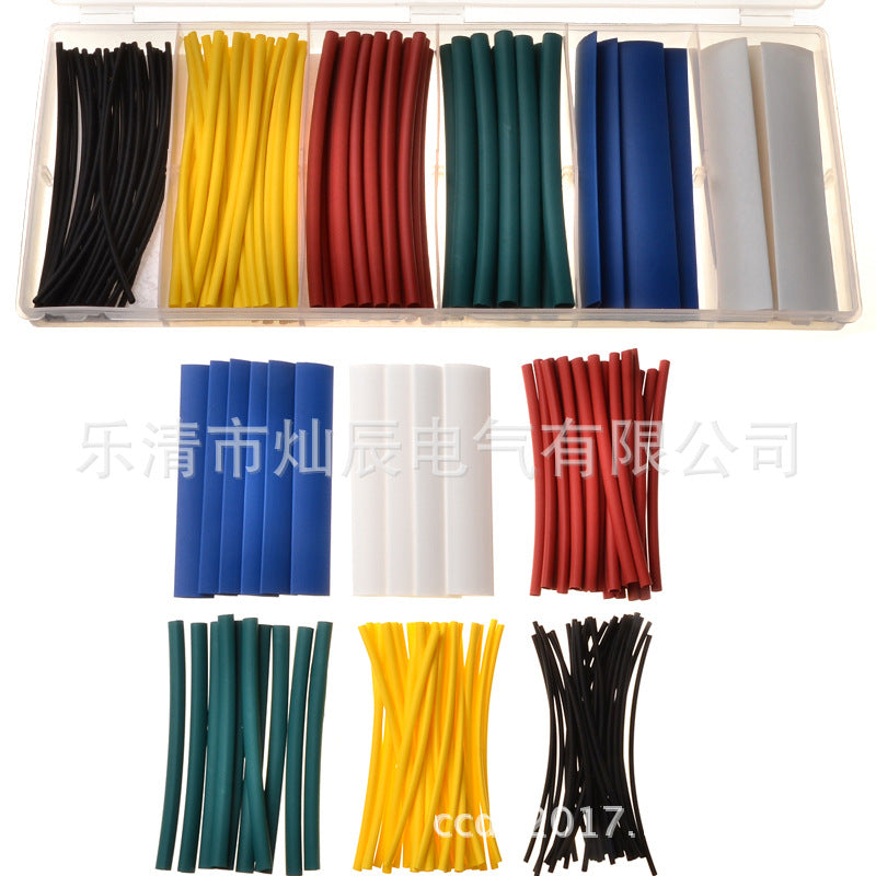 Cross-border manufacturers 100pcs heat shrinkable sleeve box, color, heat shrinkable tube, halogen-free flame retardant PE sleeve