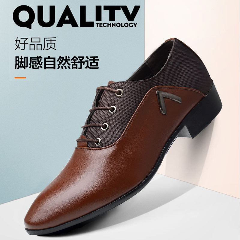 Men's leather dress shoes - business casual, extra large sizes available, casual shoes, size 48, pointed toe, lace-up, dropshipping available