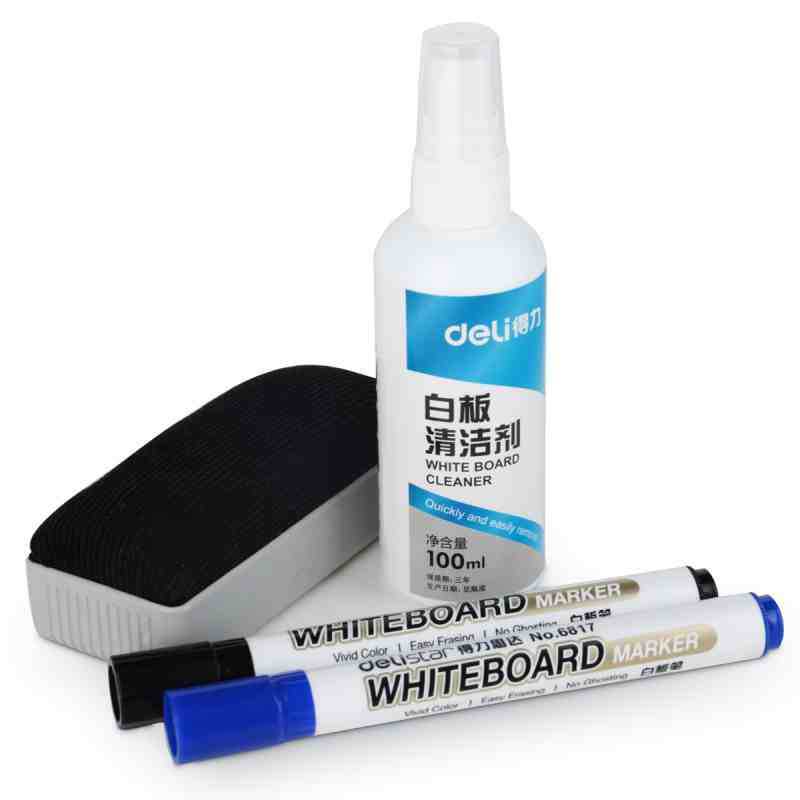 Deli deli 7839 whiteboard eraser combination (1 whiteboard eraser + 2 whiteboard pens + 1 bottle of whiteboard cleaner)
