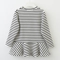 European and american spring new arrivals: girls' cotton striped dress with bunny appliqué embroidery, long sleeve children's clothing wholesale