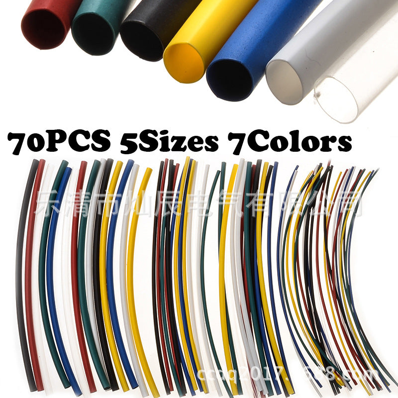 Cross-border e-commerce 70pcs heat shrinkable tube bagged with PE printing shrink tube, insulated heat shrinkable tube