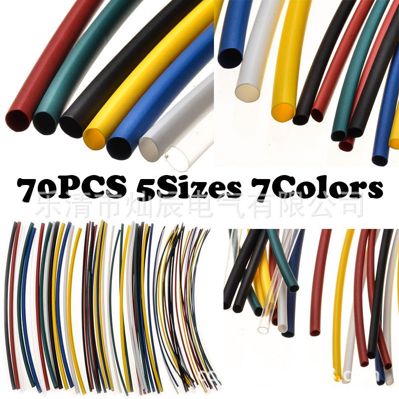 Cross-border e-commerce 70pcs heat shrinkable tube bagged with PE printing shrink tube, insulated heat shrinkable tube