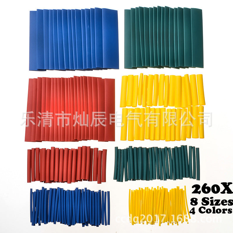 Cross-border e-commerce supply 260pcs heat shrinkable tube, bagged, halogen-free flame retardant heat shrinkable tube sleeve, factory direct sales