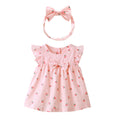 Girls' summer korean style pure cotton short-sleeve letter print dress, baby dress, cute infant dress, three-piece girls' outfit