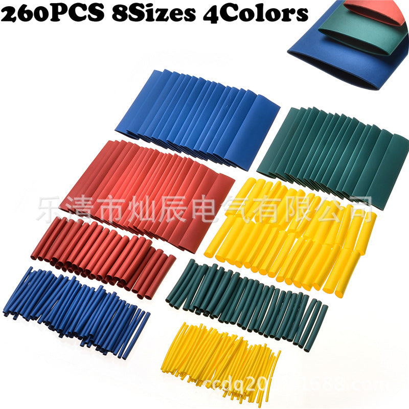 Cross-border e-commerce supply 260pcs heat shrinkable tube, bagged, halogen-free flame retardant heat shrinkable tube sleeve, factory direct sales
