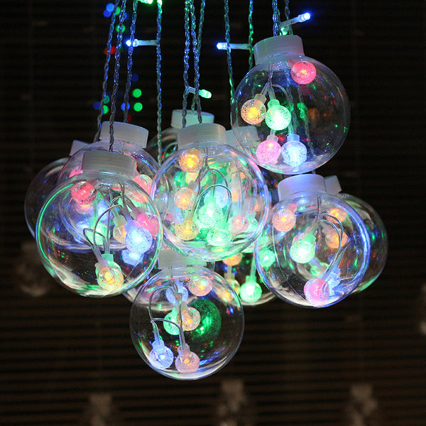 Outdoor led wishing ball ice strip light string, Christmas day luminous pendant ball light, small round ball decoration hanging chandelier