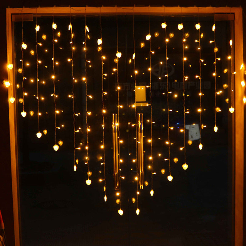 LED Gypsy love curtain light string, wedding room arrangement, bedroom romantic decoration atmosphere, flashing lights, small colorful lights
