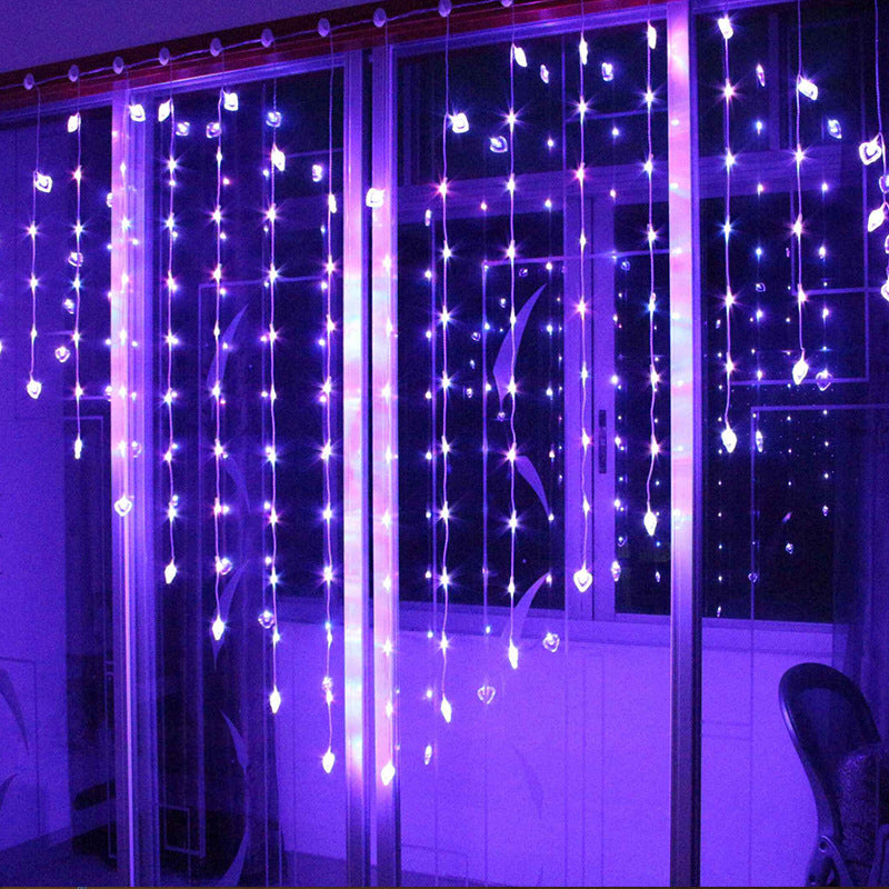 LED Gypsy love curtain light string, wedding room arrangement, bedroom romantic decoration atmosphere, flashing lights, small colorful lights