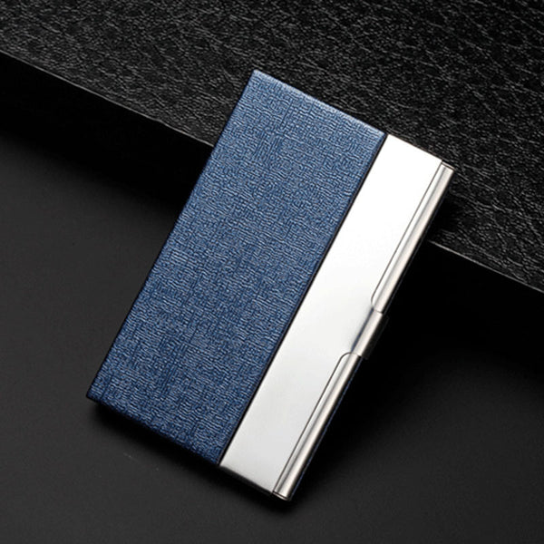 Spot new metal PU leather business card holder can engrave person name LOGO stainless steel business card case