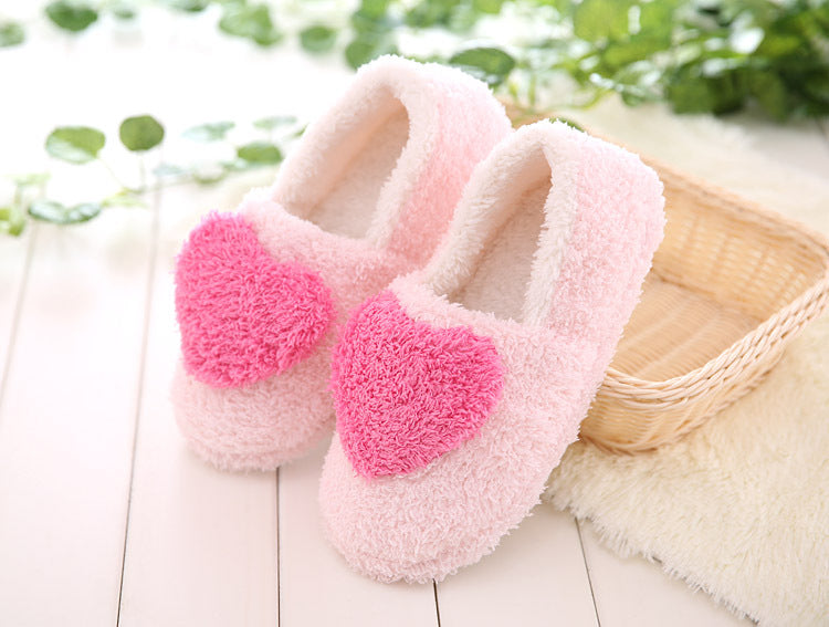 Winternew arrivalheattech shoes for women flats heart-shaped flats confinement shoes cartoon women's heattechthickened two-wear shoes