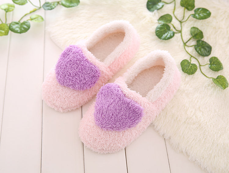 Winternew arrivalheattech shoes for women flats heart-shaped flats confinement shoes cartoon women's heattechthickened two-wear shoes