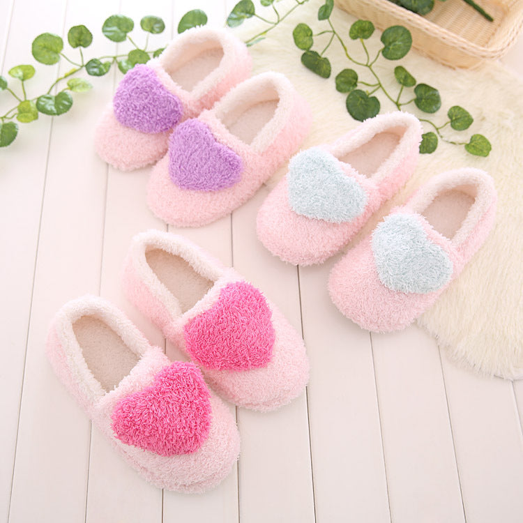 Winternew arrivalheattech shoes for women flats heart-shaped flats confinement shoes cartoon women's heattechthickened two-wear shoes