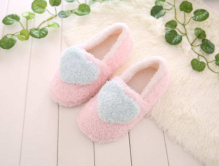 Winternew arrivalheattech shoes for women flats heart-shaped flats confinement shoes cartoon women's heattechthickened two-wear shoes