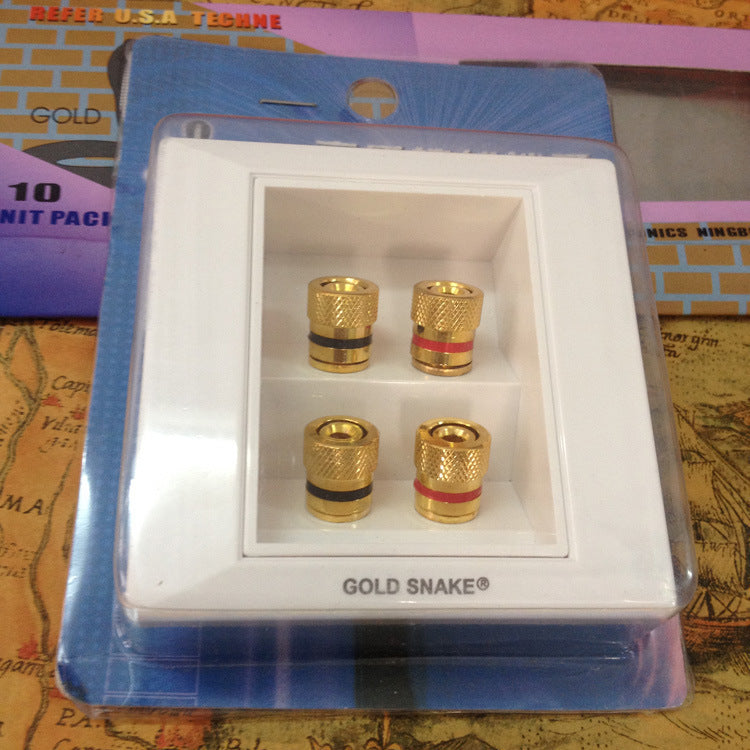 Gold-plated Snake King audio panel 4-position speaker junction box banana terminal audio panel audio socket