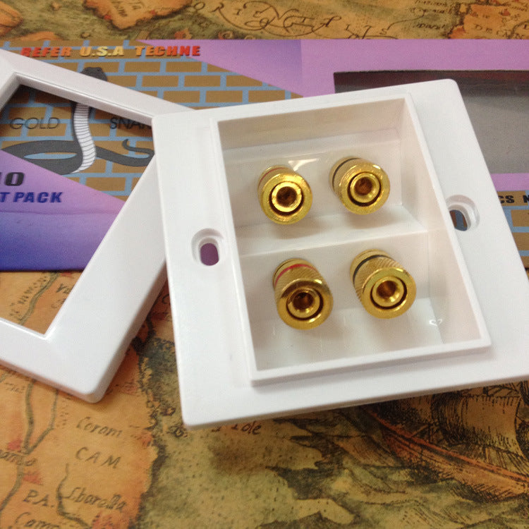 Gold-plated Snake King audio panel 4-position speaker junction box banana terminal audio panel audio socket