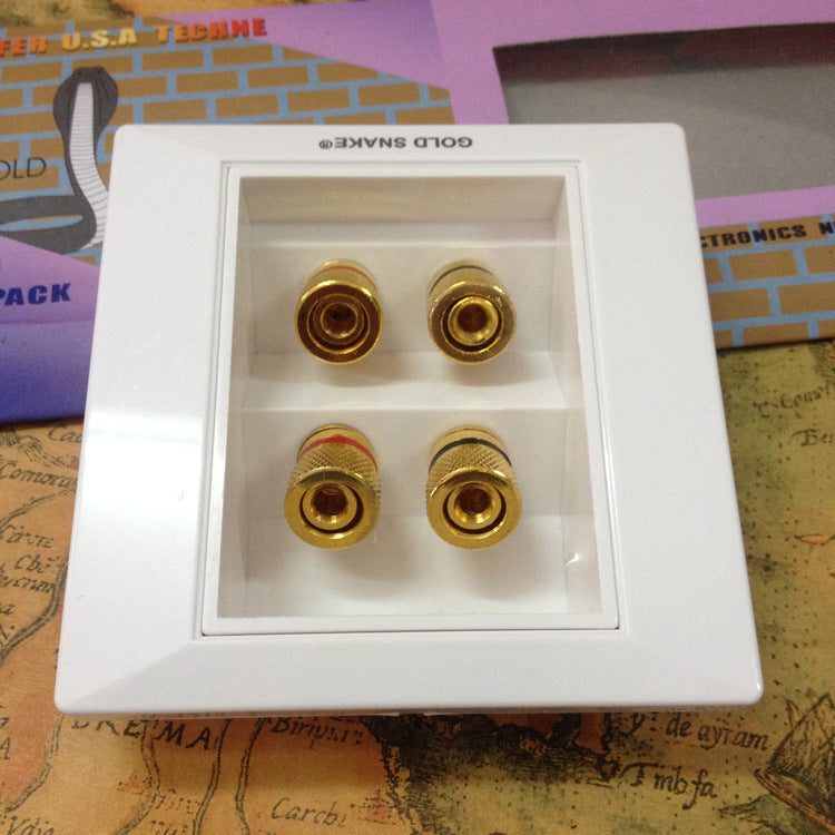 Gold-plated Snake King audio panel 4-position speaker junction box banana terminal audio panel audio socket