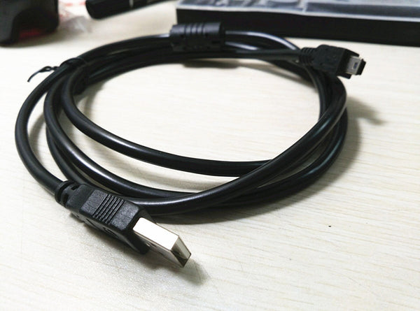 Factory direct sales USB to MINI 5P T-shaped cable 1.5m black ribbon magnetic ring MP3 data cable 2.0 T-port cable