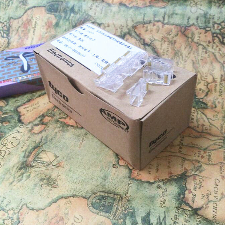 Network crystal head directly from the manufacturer Boxed 100 super five RJ45 network unshielded network cable crystal head