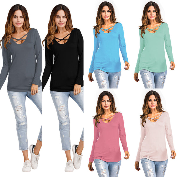 YMX010 European and American sexy cross V-neck, digital positioning printed T-shirt, nightclub